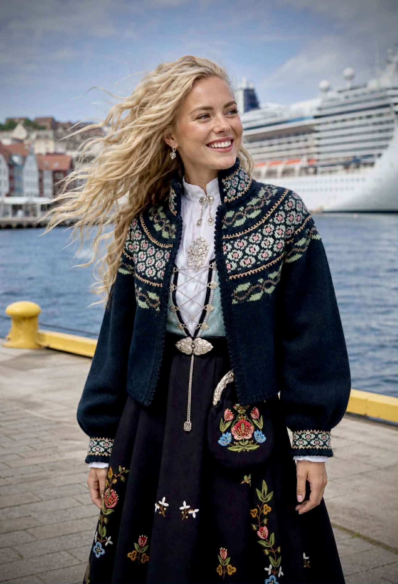 TILLEGG Maren (Digital) tilpasset Jelsabunad med turkis brokadeliv