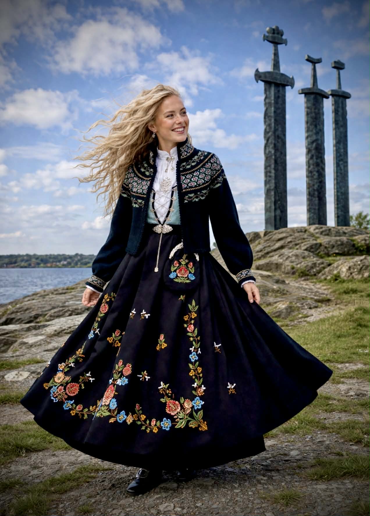 TILLEGG Maren (Digital) tilpasset Jelsabunad med turkis brokadeliv
