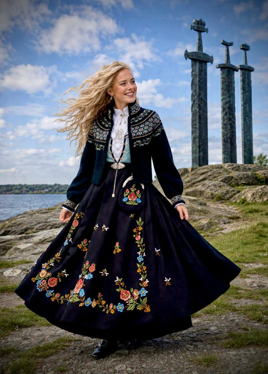 TILLEGG Maren (Digital) tilpasset Jelsabunad med turkis brokadeliv